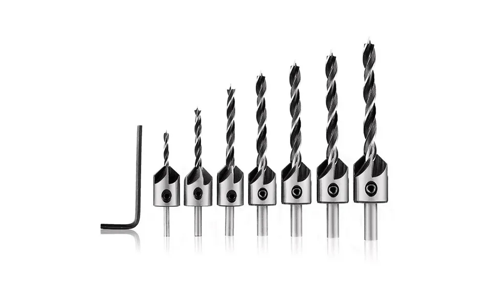 Drillpro 7pcs Hss 5 Flute Countersink Drill Bit Set Reamer Woodworking 3-10mm Chamfer Drill Bits