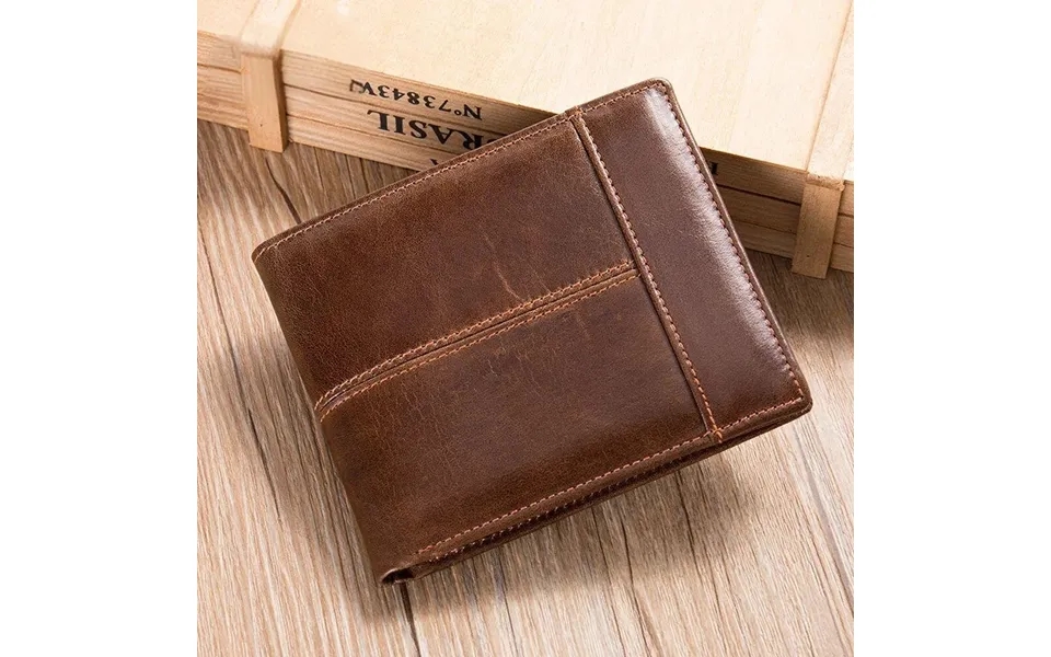 Ekphero Men's Retro Genuine Leather Short Wallet Rfid Blocking Horizontal Money Clip Multi-card Slot Card Holder Anti-th