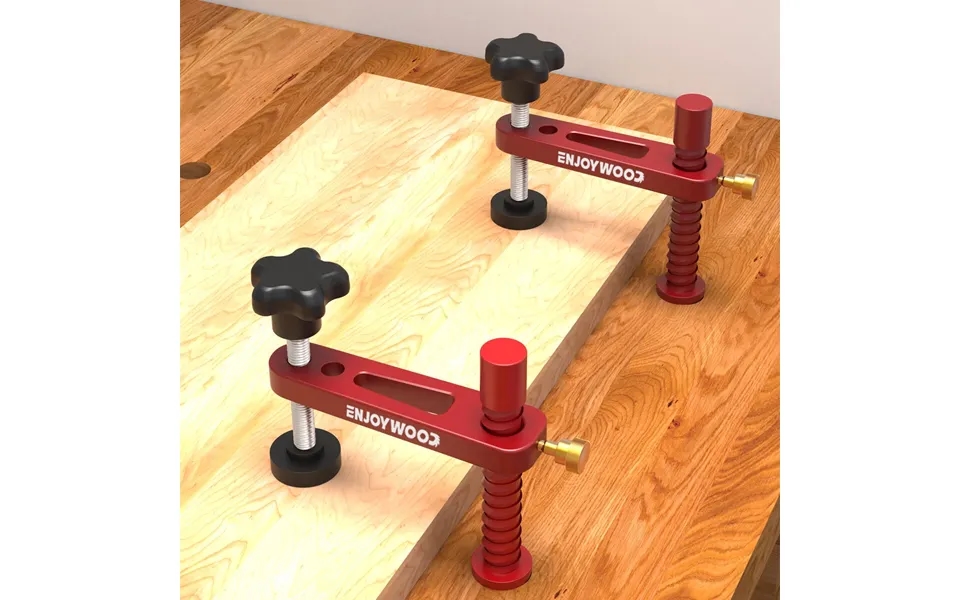 Enjoywood 2 Pack 19mm 20mm Bench Dog Hole Hold Down Clamps Fast Acting Mft Table Clamp With Protective Pads For Woodwork