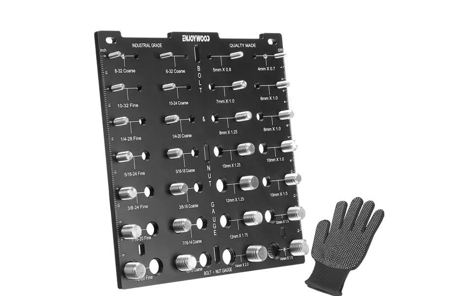 Enjoywood 28 Thread Nut & Bolt Checker With Gloves Durable Aluminum Alloy Gauge For Metric And Imperial Sizes Easy Size