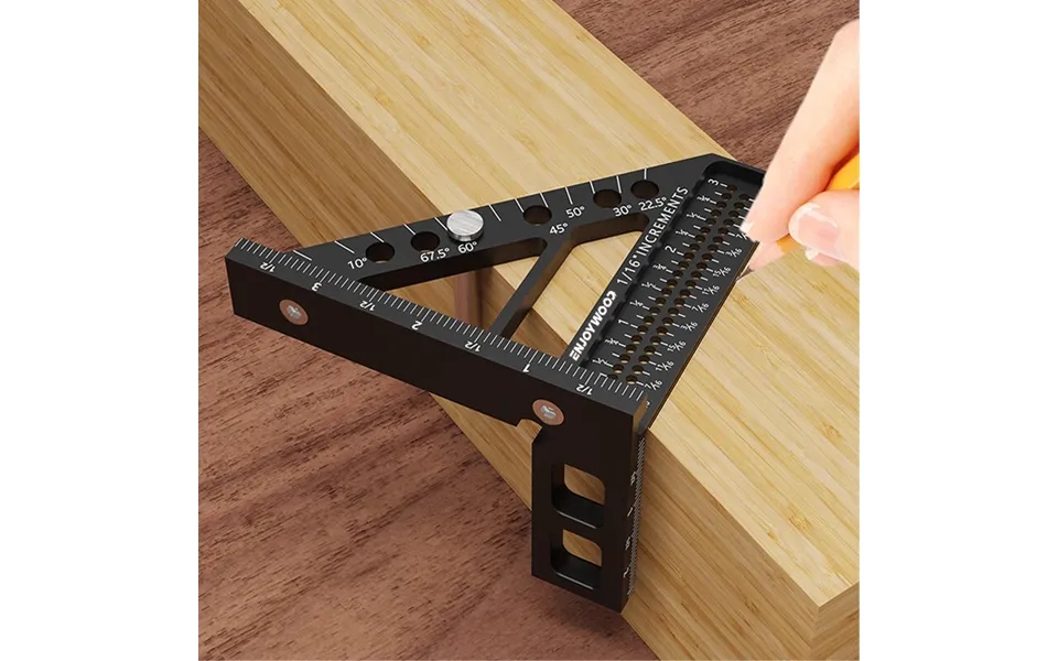 Enjoywood 3d Multi-angle Measuring Ruler Square Protractor Hole Positioning Inch Mm Imperial Metric Durable Aluminum All