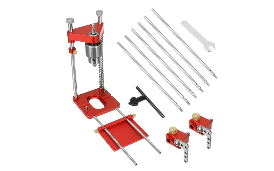 Enjoywood Upgraded All Aluminum Alloy Adjustable Woodworking Drill Locator Guide With 8pcs Extension Rods Flip Stops And