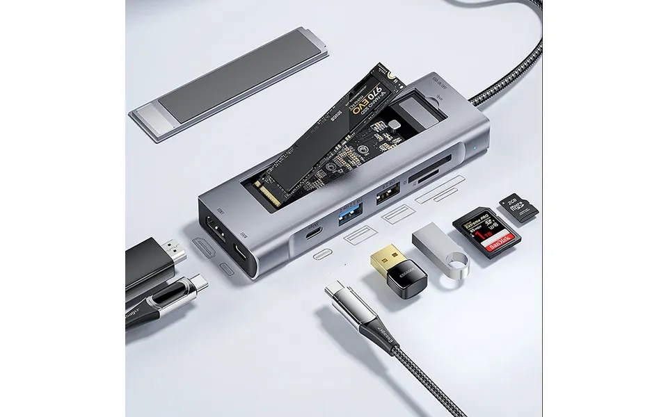 Essager 8-in-1 Docking Station With Disk Storage Usb 2.0 Usb 3