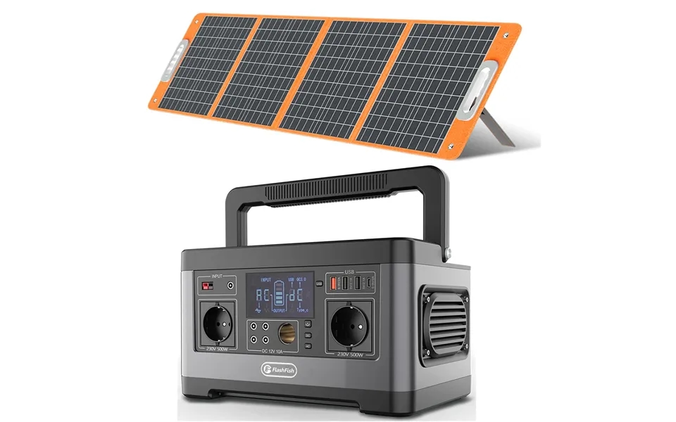 Eu Direct Flashfish P63 500w Portable Power Station With 100w Foldable Solar Panel Emergency Solar Generator Kit For C