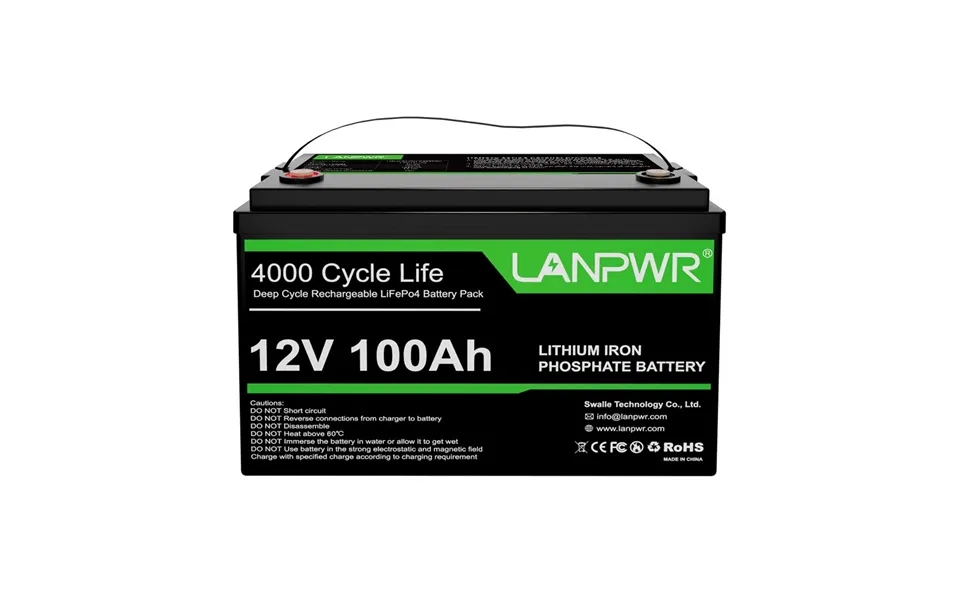 Eu Direct Lanpwr 12v 100ah Lifepo4 Battery Pack Backup Power - 1280wh Energy