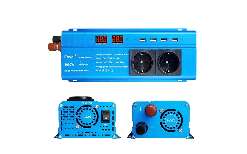 Eu Direct Lvyuan Dc12v To Ac 220v Pure Sine Wave Inverter 1000w Peak Power 3000w Solar Power Inverter Car Inverter W