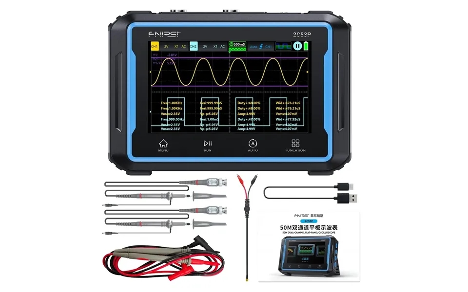 Fnirsi 2c53p Touch Screen 3in1 2ch 50mhz Oscilloscope 250ms S Signal Generator Portable Digital Oscilloscope Multimeter