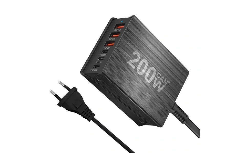 Gan Tech Bakeey 200w 6-port Usb Pd Charger 3usb-a 3usb-c Pd Qc Fast Charging Desktop Charging Station Eu Plug Us Plug