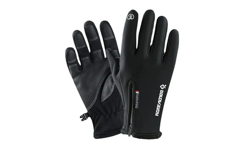 Golovejoy Warm Gloves Zipper Touch Screen Windproof Plus Velvet Wear-resistant Gloves For Cycling Driving Running Hiking
