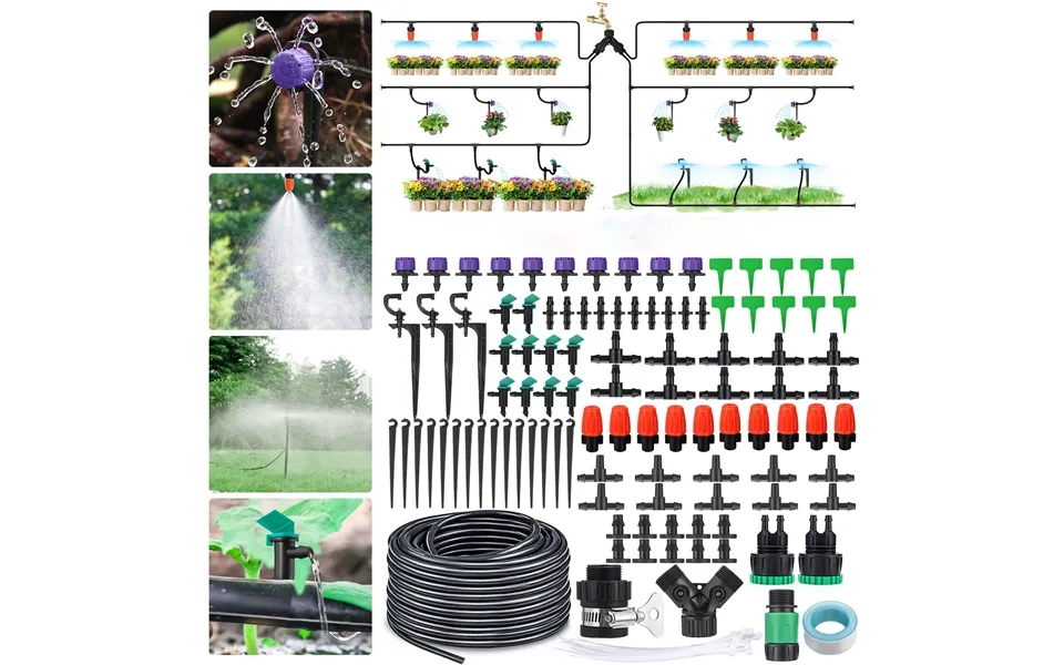 Gotgelif 29m 153pcs Drip Irrigation Kit Automatic Sprinkler Diy Garden Watering Micro Drip Irrigation System Hose Kits