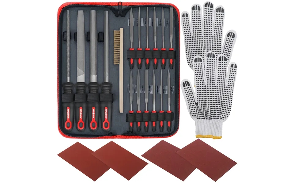 Hi-spec 16 17 Piece Metal File Set Premium Grade T12 Drop Forged Alloy Steel Triangle Half-round Flat Round Large File A