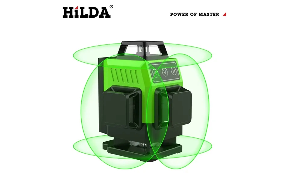 Hilda Green Light Laser Level High Accuracy 12-line 3d 16-line 4d User-friendly Wall Attachable Battery Powered Construc