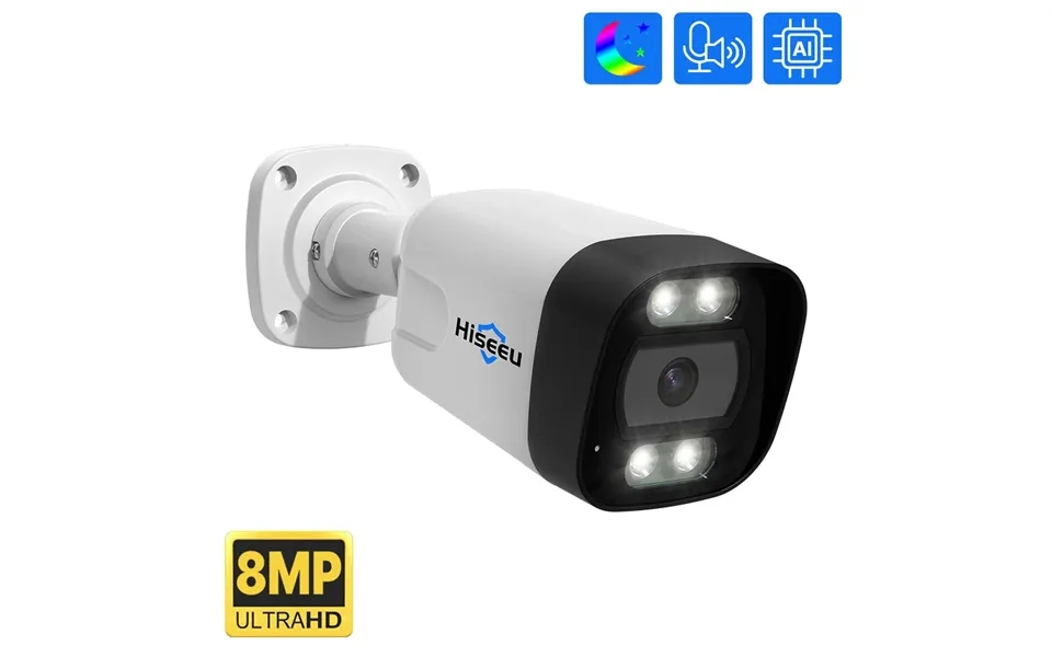 Hiseeu Hb718-pa 4k 8mp Poe Ip Camera Intelligent Night Vision P2p Motion Detection Two-way Audio H