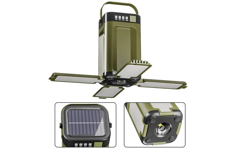 Ipree Portable Solar Camping Lantern Led Rechargeable Outdoor Hanging Tent Lamp Folding Ledwith Hook Emergency Camping