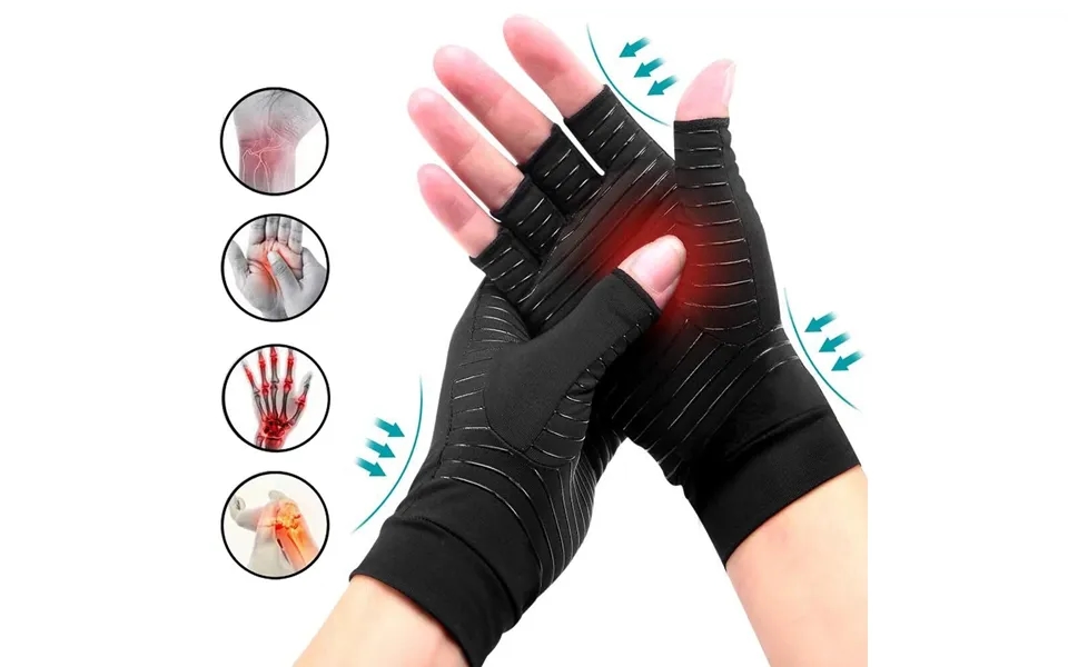 Kaload 1pairs Copperion Arthritis Compression Gloves For Adult Relieve Hand Pain Swelling Carpal Tunnel Support Half Fin