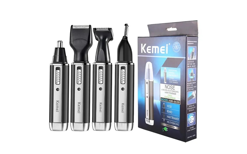 Kemei 4-in-1 Nose Ear Hair Trimmer With High-quality Stainless Steel Blades Washable And Replaceable Trimming Head Compa