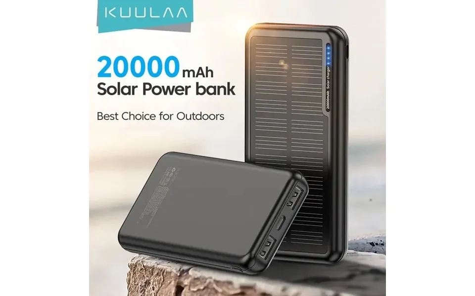 Kuulaa Solar 20000mah Portable Fast Charging Power Bank Outdoor Usb Poverbank External Battery Charger For Iphone 14 13