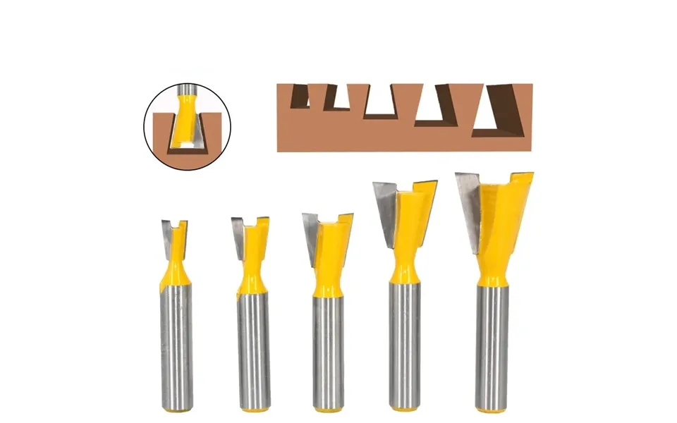Lavie 5pcs 8mm 1 2 12mm Shank Dovetail Joint Router Bit 1 4 3 8 1 2 5 8 3 4 Cutting Dia Woodworking Cnc Engraving