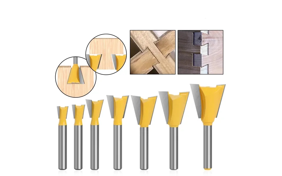 Lavie 6pcs 6mm 1 4 Shank Dovetail Joint Router Bit Set 1 4 3 8 1 2 5 8 3 4 7 8 Cutting Dia Wood Milling Cutter To