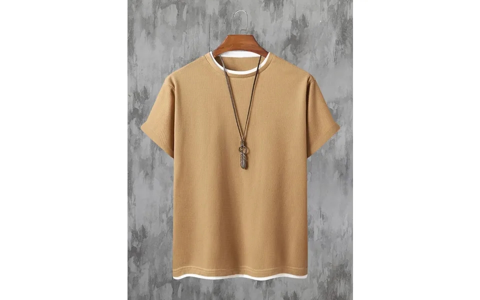 Mens Solid Patchwork Crew Neck Casual Short Sleeve T-shirts