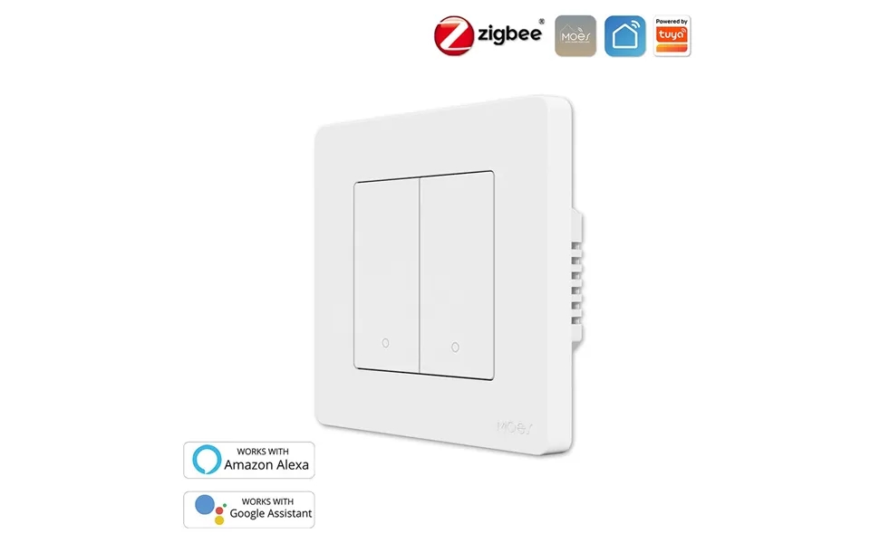 Moeshouse Tuya Smart Zigbee3.0 Push Button Switch 2gang Remote Smart Life App Control Timing Function Voice Control Work