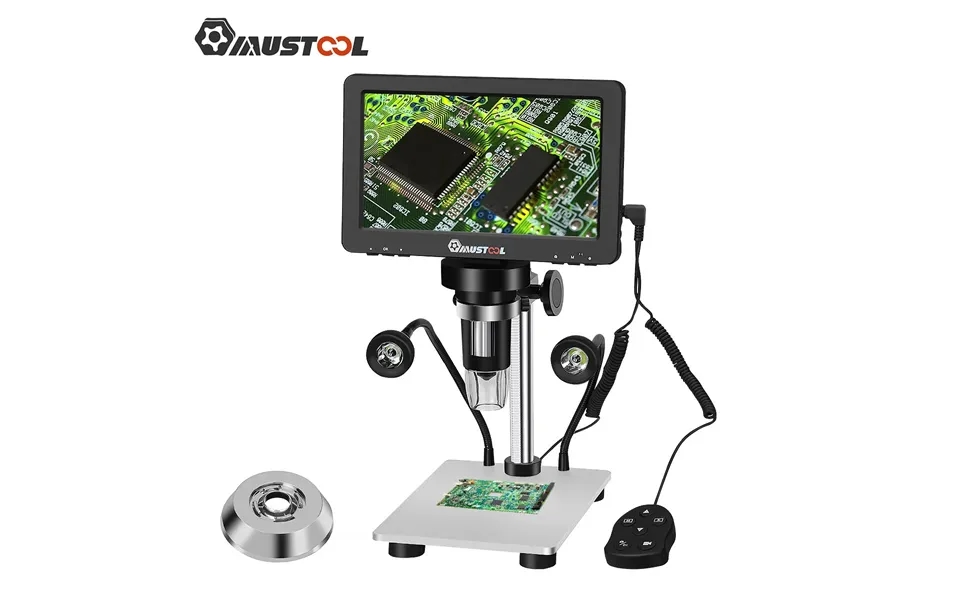 Mustool Dm9 Digital Microscope 7-inch 1200x Magnifying W Reflect Cover High Resolution 1080fhd Video Adjustable Led Ligh