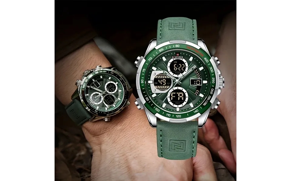 Naviforce Men Multifunctional Quartz Watch Fashion Genuine Leather Strap Sports Watch Exquisite Waterproof Wristwatches