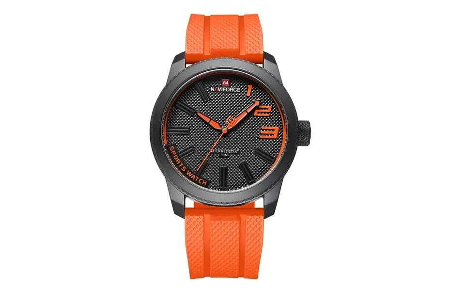 Naviforce Men Sport Watch Tpu Strap Simple Dial Quartz Wristwatch Waterproof Watch