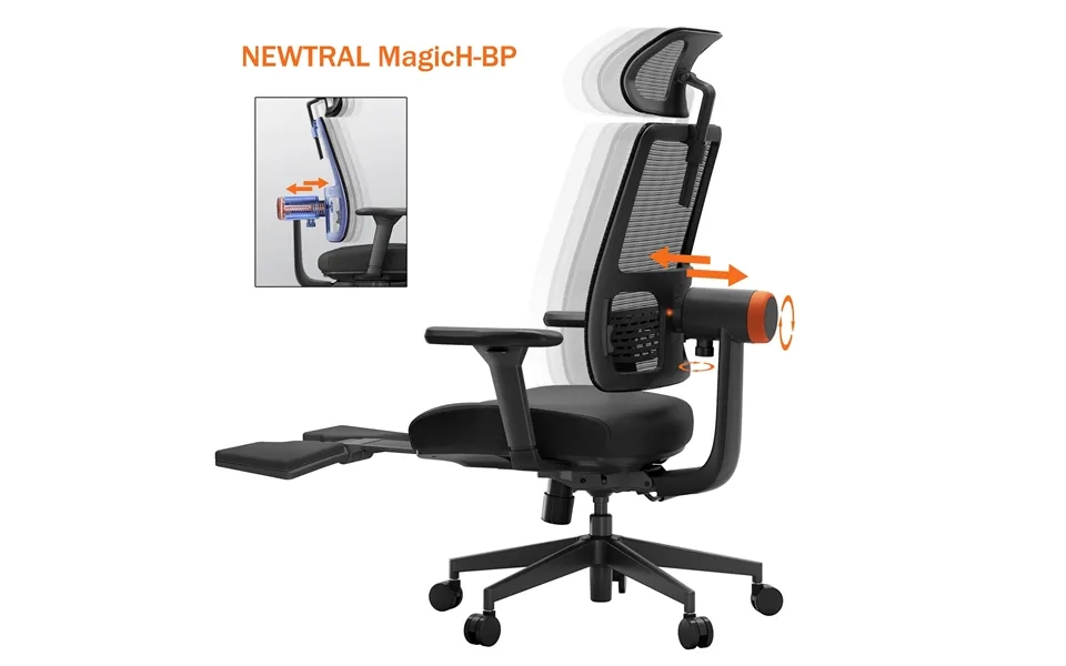 Newtral Magich-bp Ergonomic Chair With Footrest - Home Office Desk Chair With Auto-following Lumbar Support, 4d Armrest,
