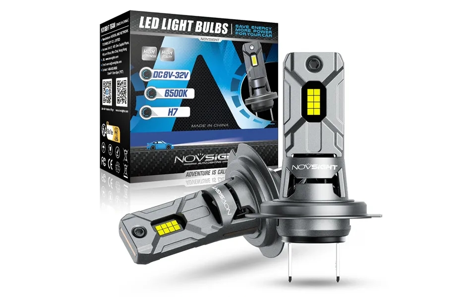 Novsight N64 Pair 6500k Car Led Headlight Bulbs H7 6000lm Pair Led Headlamp Ip68 Waterproof For Car Lighting Modificatio