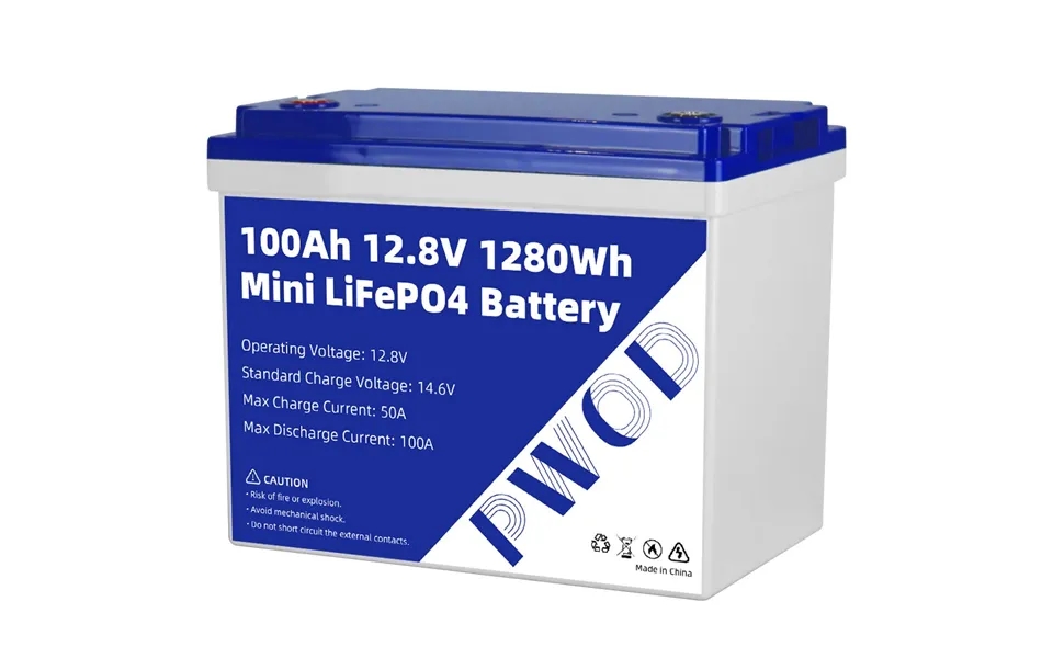 Pwod 12.8v 100ah 1280wh Mini Lifepo4 Battery Pack Grade A Build-in Bms Lithium Iron Phosphate For Rv Ev Solar Camping
