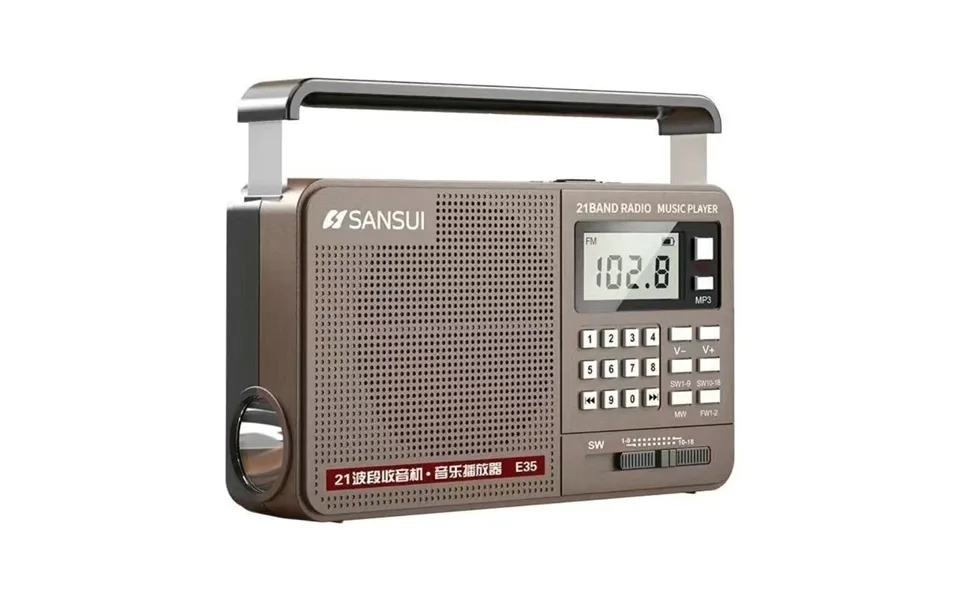 Sansui E35 Radio Portable Digital Retro Speaker Hifi Bass Music Player With Led Flashlight Fm Am Sw Full Band Support Us