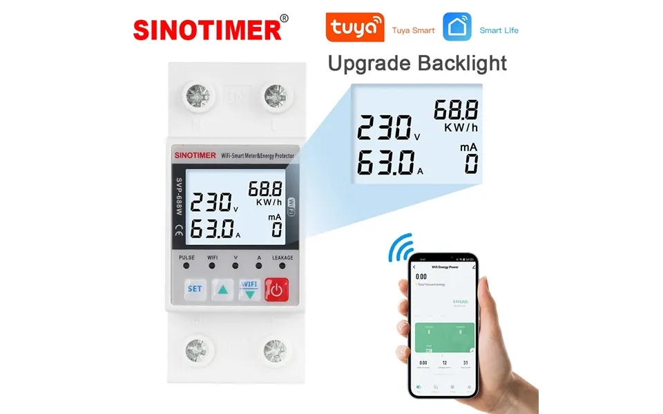 Sinotimer Svp688 Wifi Energy Meter Remote Control Voltage Current Leakage Protection Real-time Monitoring Adjustable Par
