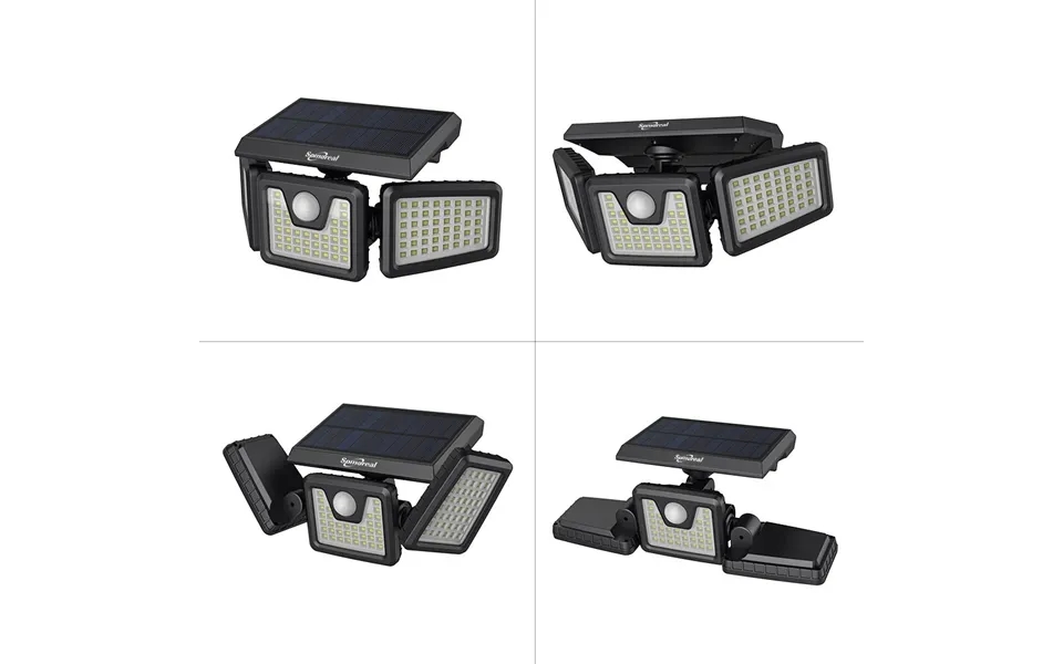 Somoreal Sm-olt4 Rotatable 3 Heads Adjustable Waterproof 120 Pir Sensor Solar Flood Light 6500k White Light