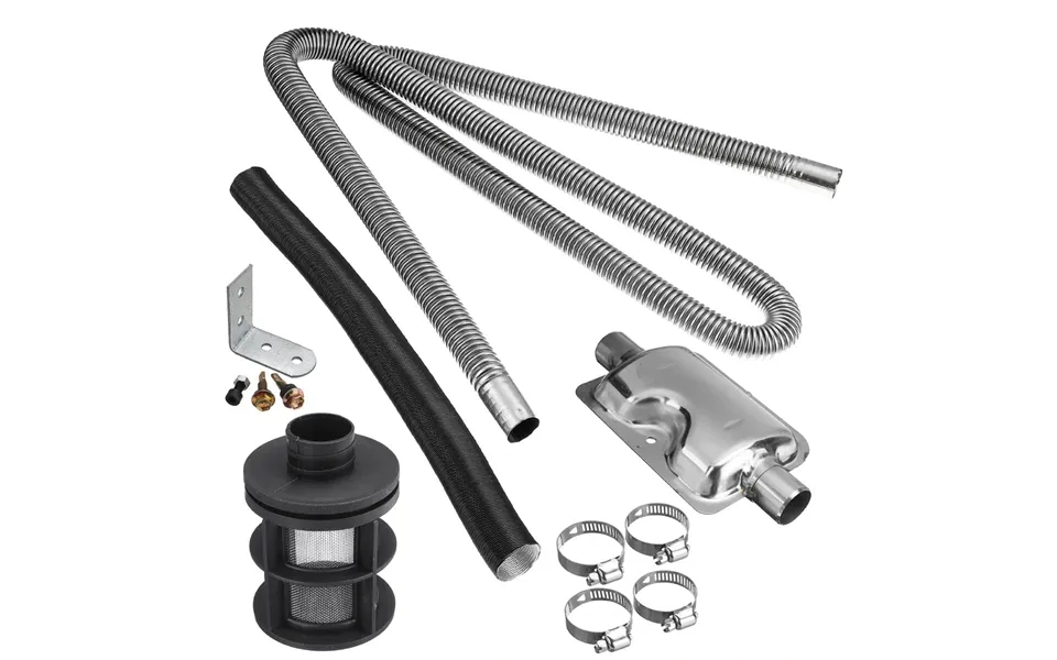 Stainless Exhaust Muffler Silencer Clamps Bracket Gas Vent Hose Portable 180cm Pipe Silence For Air Diesel Heater