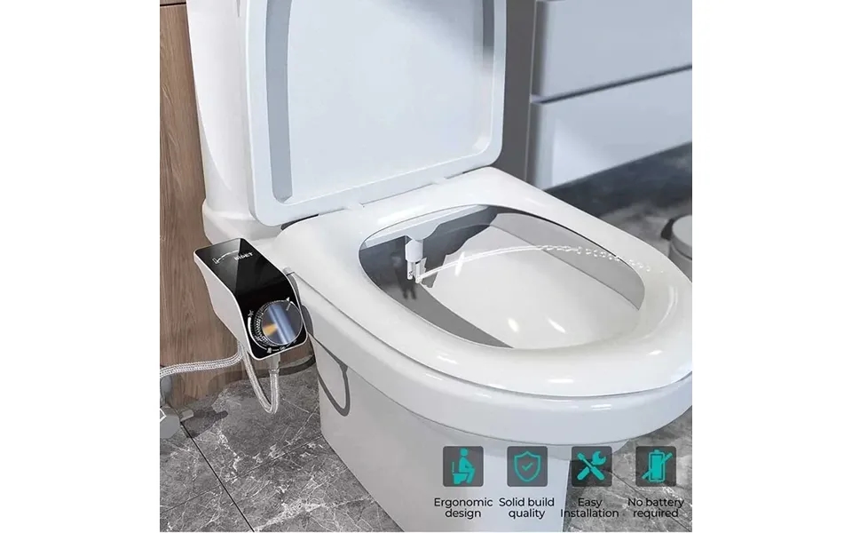 Toilet Bidet Attachment Ultra-slim Toilet Seat Double Nozzle Spiral Adjustable Water Pressure Non-electric Ass Sprayer W