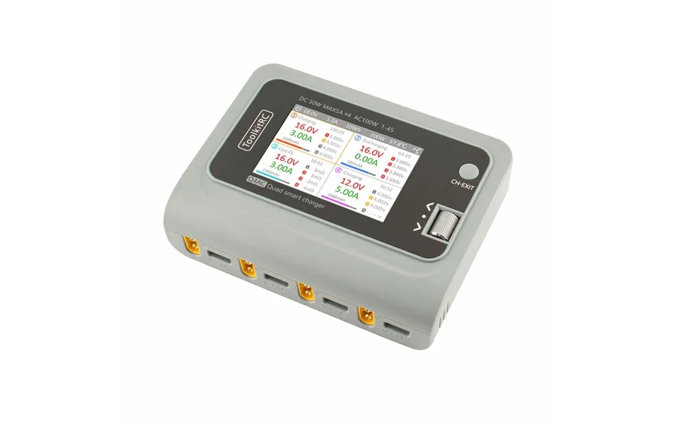 Toolkitrc Q4ac 4x50w 5a Ac 100w 4 Ports Dc Smart Charger Discharger Xt60 For 1-4s Lipo Battery