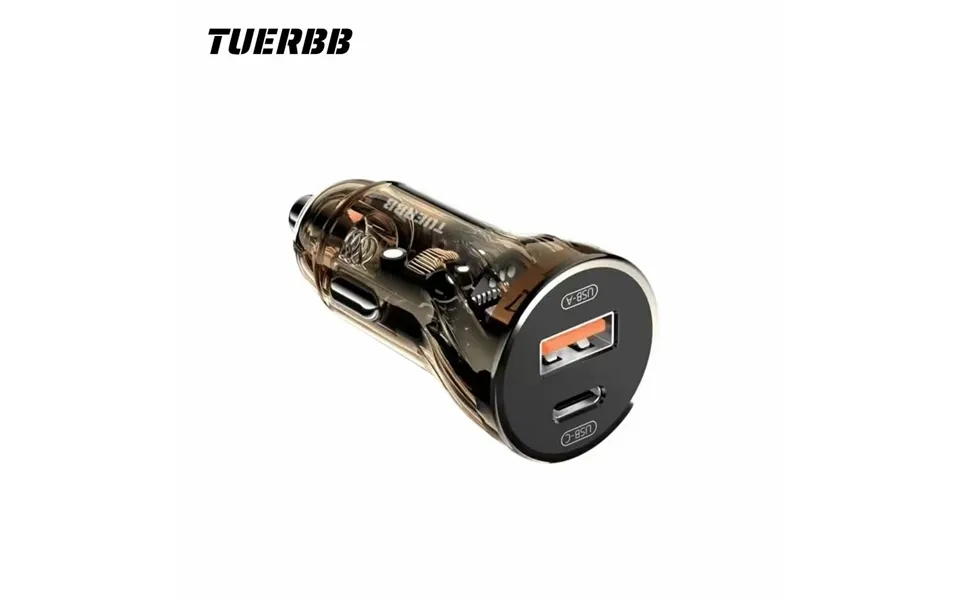 Tuerbb Cc01 Car Charger Fast Charging Pd 30w Qc4.0 Usb With Blue Led Breathing Lights For Iphone 14 13 Pro Max
