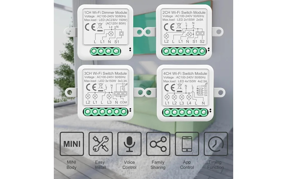 Tuya Wifi Smart Switch Module Electrical Switching 1 2 3 4gang Lighting Switch Module Mobile App Control