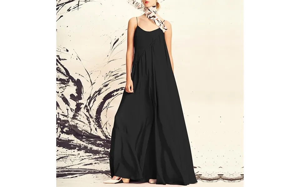 Vonda Plus Size Womens Long Dress Casual Sleeveless Solid Summer Long Maxi Dress