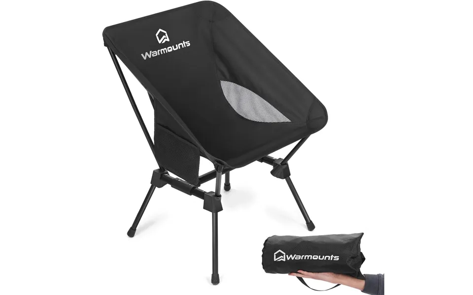 Warmounts Portable Camping Chair - 400lbs Folding Backpacking Chair W Side Pocket Carrying Bag