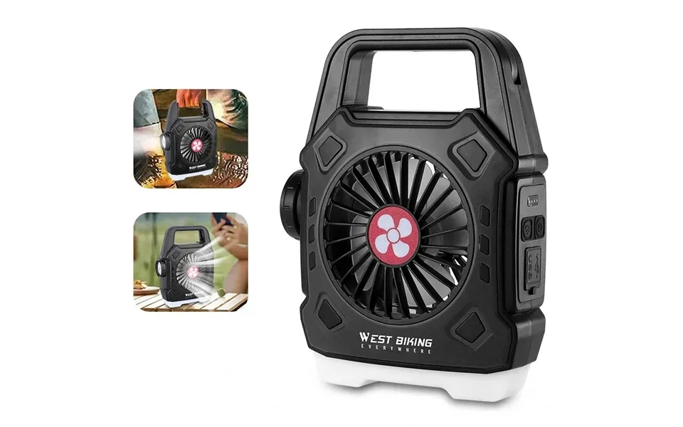 West Biking Portable Camping Light With Fan 3 In 1 Multifunctional Outdoor Flashlight Usb Charging Home Lamp Hanging Ten