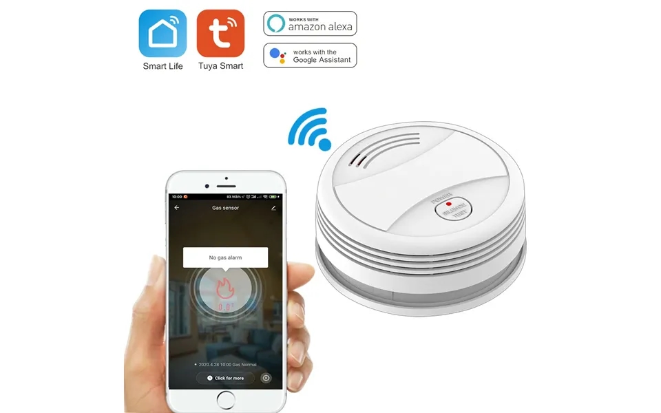 Wifi Tuya Smart Smoke Detector Sensor 80db Alarm Fire Smoke Detector Wifi Fire Protection Home Security Alarm Smart Life