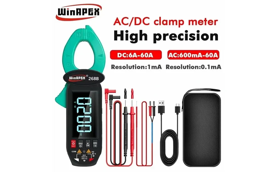 Winapex 268b Leakage Current Detect Clamp Meter 0.1ma High Resolution True Rms Multimeter Ac Dc Clamp Meter