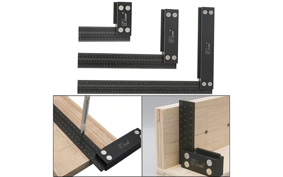 Wnew Mm Inch Precision Woodworking Square Aluminum Alloy Ruler Carpenter Line Drawing Marking Gauge Hole Scribing Ruler