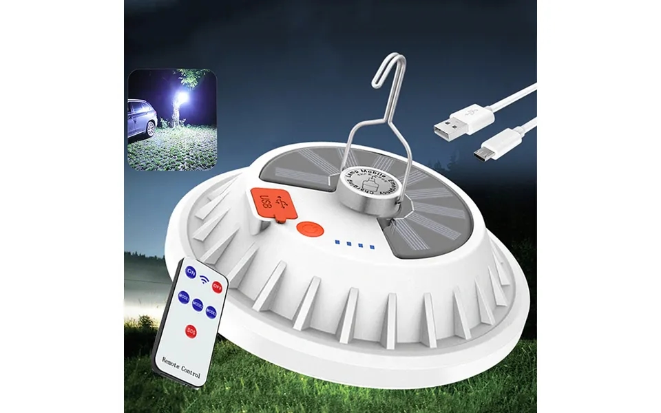 Xmund 2 In 1 300w Solar Led Camping Light Remote Control Tent Light Hang Fishing Night Light Emergency Work Lamp Power B