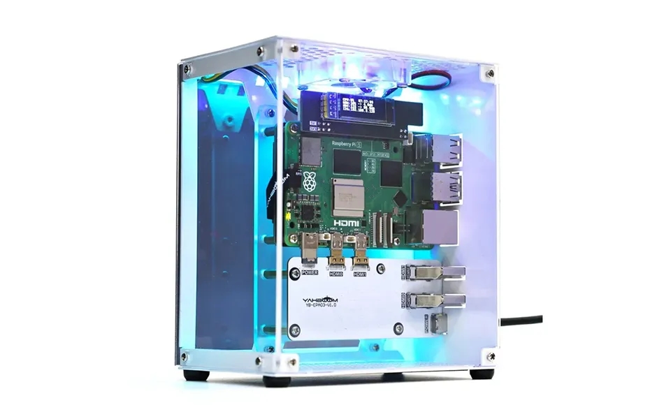 Yahboom Raspberry Pi 5 Case Protective Kit With Cooling Fan Chassis Rgb Color Light 0