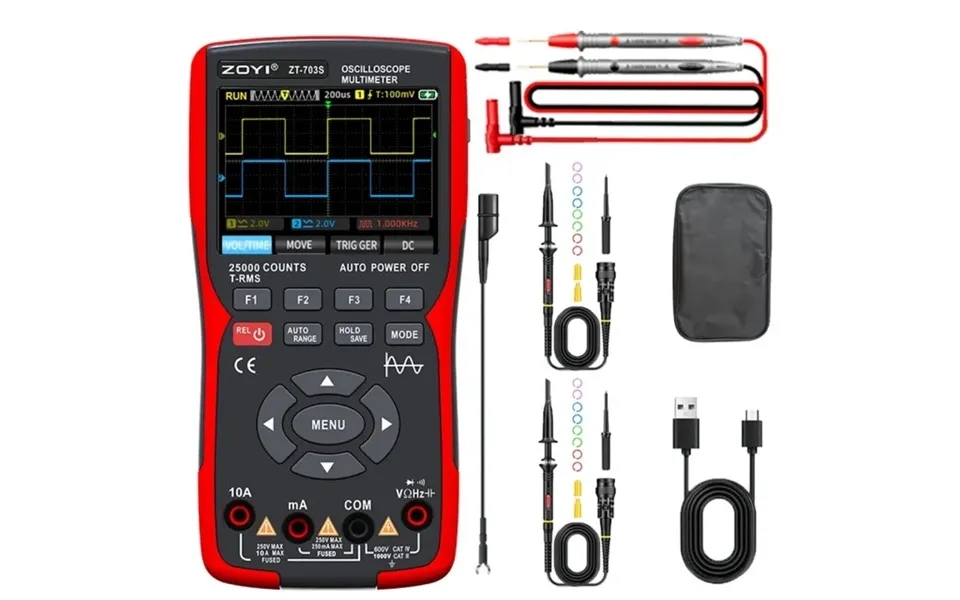 Zoyi 703s 3-in-1 Dual Channel 50mhz Bandwidth Handheld Oscilloscope Multimeter Generator 280msa S High Sampling Professi