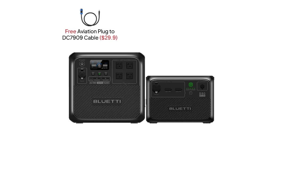 Bluetti Ac180 Solar Portable Power Station 1,800w 1,152wh Flexible 4 Recharging Ways Ac Solar Car Generator - Ac180 B80