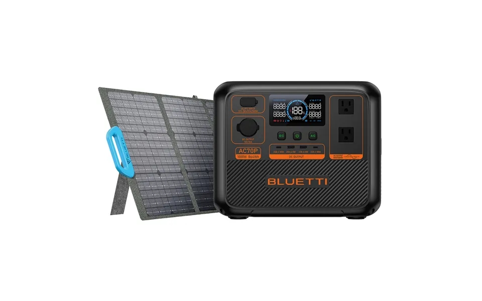 Bluetti Ac70p Portable Power Station 1000w 864wh - Ac70p Pv120 1,000w,864wh,120w Solar Kit